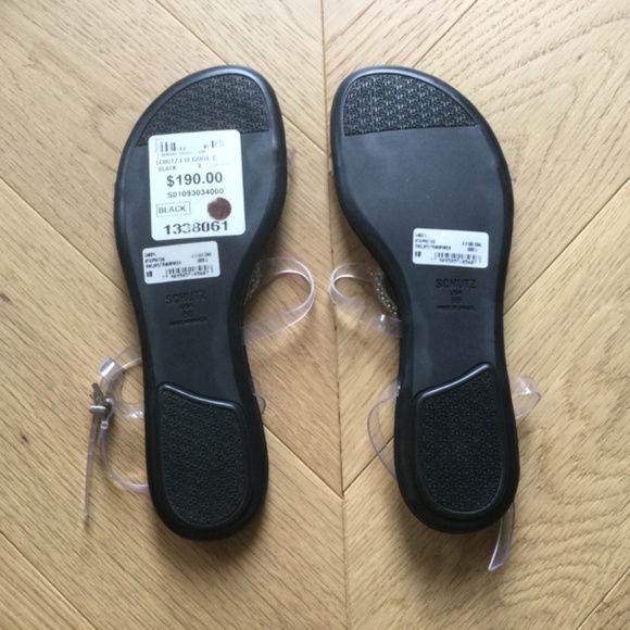 Schutz Gabby Clear, black and Silver Snake Sandals - Picture 5 of 5